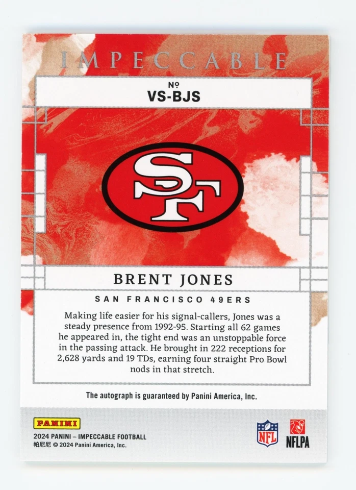 2024 Panini Impeccable Brent Jones Vibe автограф /75 49ers VS-BJS - Изображение 2 из 2