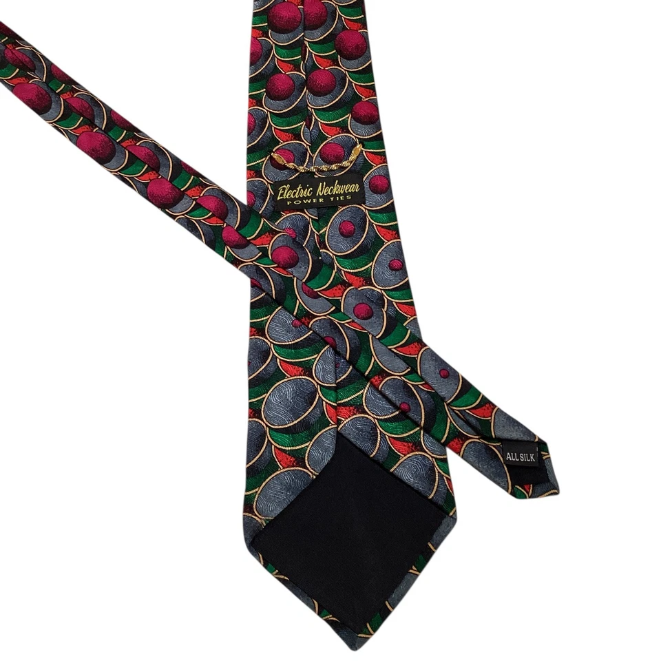ROPA DE CUELLO ELÉCTRICA Corbata Power Ties Para Hombre 100% Seda Geométrica Multicolor Usada en Excelente Condición Foto 3 de 3