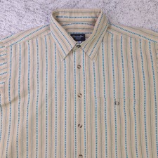 VTG Christian Dior Shirt Mens Large Monsieur Striped Short Sleeve Button Green