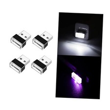 4 PCS USB LED Car Interior Atmosphere Lamp, Portable Mini LED White Purple
