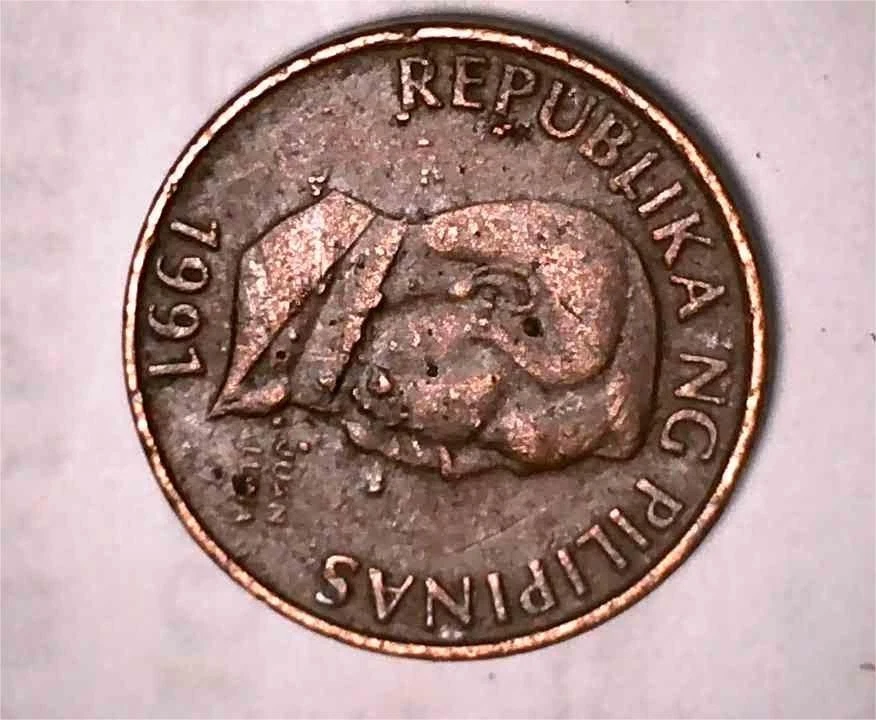 25 SENTIMO 1991 JUAN LUNA ERROR COIN ( small type )  Extra metal on the face - Image 3 of 4