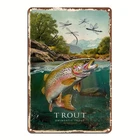 Vintage Trout Iron with Vibrant HD Print Tin Metal Signs Home Décor 8x12