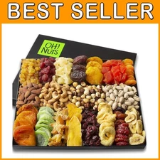 Holiday Food Snack Box - Deluxe Nuts & Fruits Gift Basket