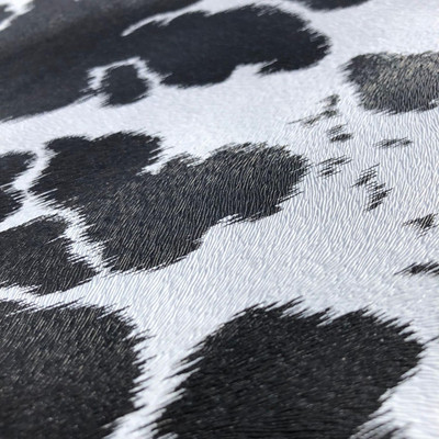 Cow Print Vinyl, Smooth Textured Animal Hide Pattern Faux Leather, Embossed Upho