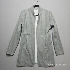 Women's Gray 100 Polyester Open Front Jacket Blazer 33.5" Long, Pockets, China