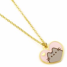 Image of Pusheen Gold Plated Heart Necklace Birthday Valentine's Day Jewellery Gift