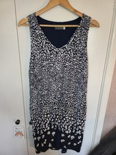 Mint Velvet Navy Rayon Tiana Print Sleeveless A Line Dress Size 10