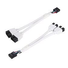 2pcs Motherboard USB 2.0 to Dual 9 Pin Extension Cable, Y-Shaped Braided USB ...