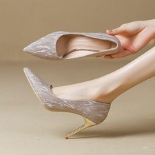 Elegant Women's High heels Pointed Toe Slip On Shoes Party Wedding Formal Pumps