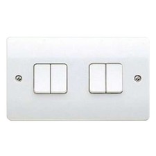 MK Electric Logic Plus Light Switch White 10 Amp 4 Gang Single Pole K4874WHI
