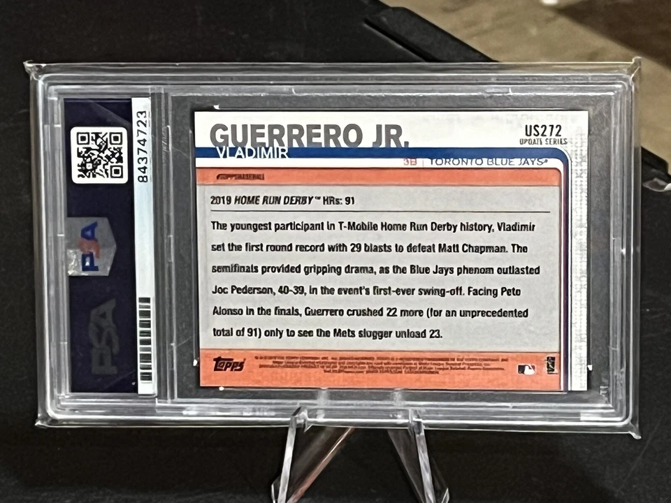 2019 Topps Autographed Vladimir Guerrero Jr Blue Jays RC #US272 PSA 10 - Image 2 of 2