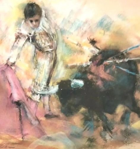 PAUL ANDRÉ ENARD 1931 2014 Périgourdin Pastel Original Signé Le JEUNE TORERO - Imagen 3 de 8
