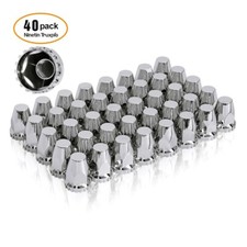 Chrome ABS Plastic 33mm Screw-On Lug Nut Covers for Semi Trucks Pack of 40