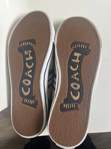 Coach Folly Women 6 1/2 B Sneakers Signature Canvas Shoes Brown Beige Athletic - Picture 7 of 9
