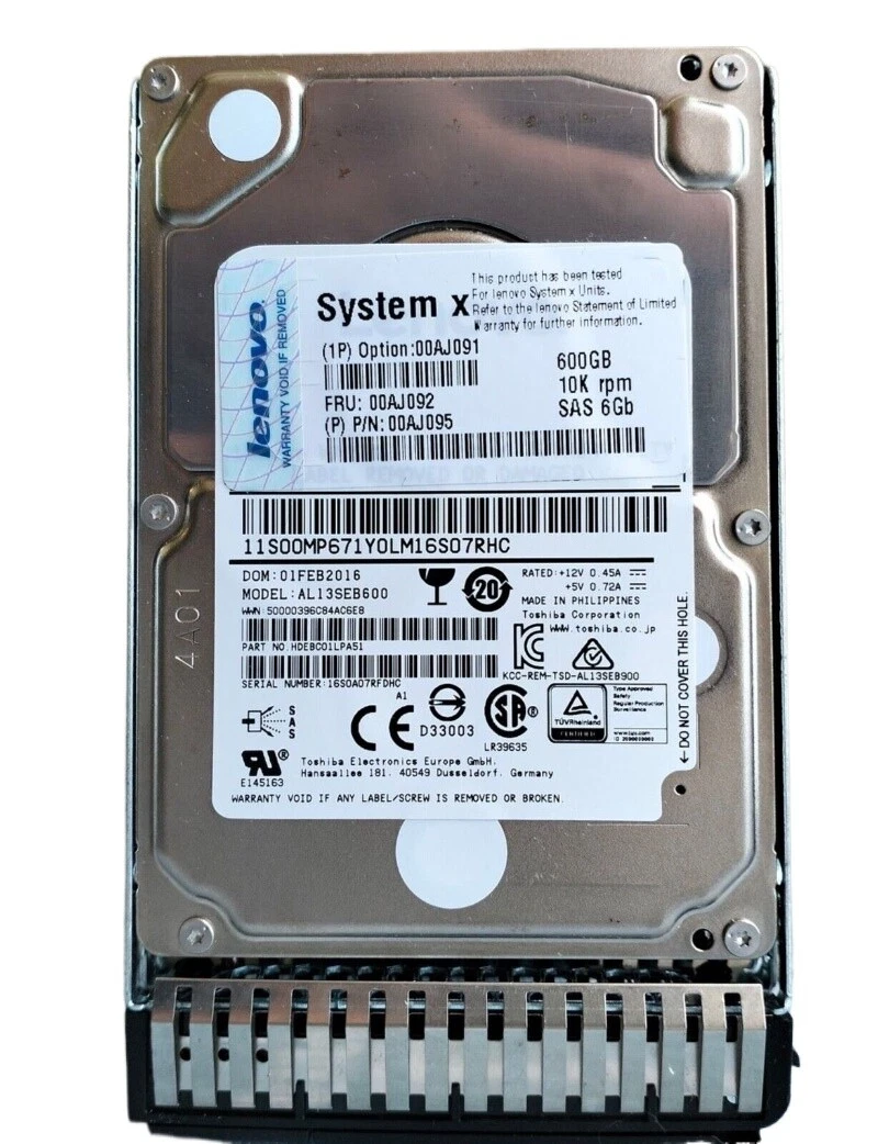 IBM 2.5 in Form Factor Internal Hard Disk Drives 600 GB Storage