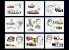 GRAND PRIX GREATS - Collectors Card Set - Fangio Hill Clark Moss Surtees Senna +