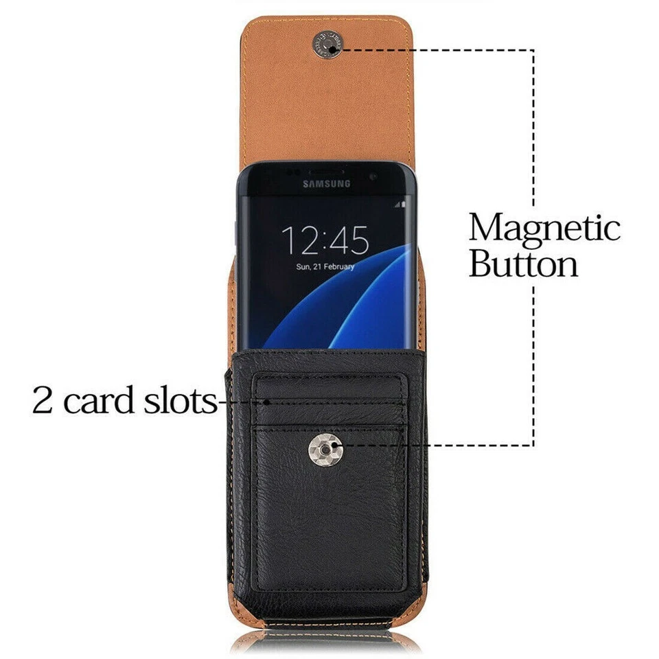 Funda de cuero con clip para cinturón para iPhone 14 Pro MAX Galaxy S21 PLUS Foto 4 de 4