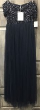 NWT Maya Maternity Bridesmaid Maxi Tulle Dress Embellished Navy Size 8