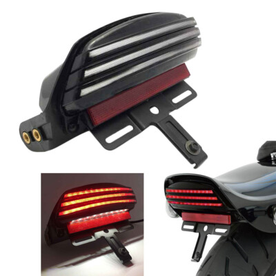 Tri Bar Smoke Lens LED Fender Tail Light License Plate For Harley for Softail C