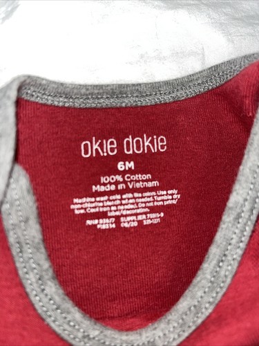 Okie Dokie One Piece Red Gray 6 Months “Shhh! I’m Watching The Game With Dad - Picture 3 of 6