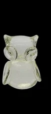 Clear Glass Owl Paperweight small nic on right eye as pic. Unreadable tag