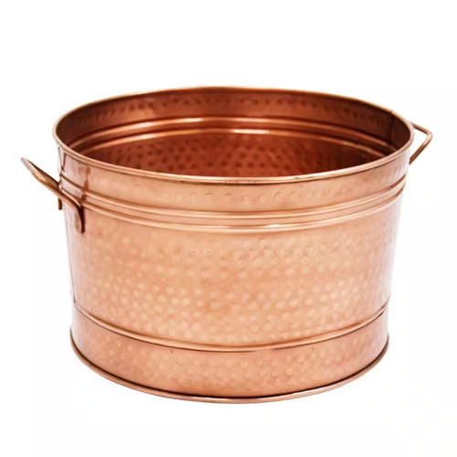 16.25 In. Dia Copper Plated Round Hammered Tub W/2-Side Handles Galvanized Steel - Picture 11 of 12