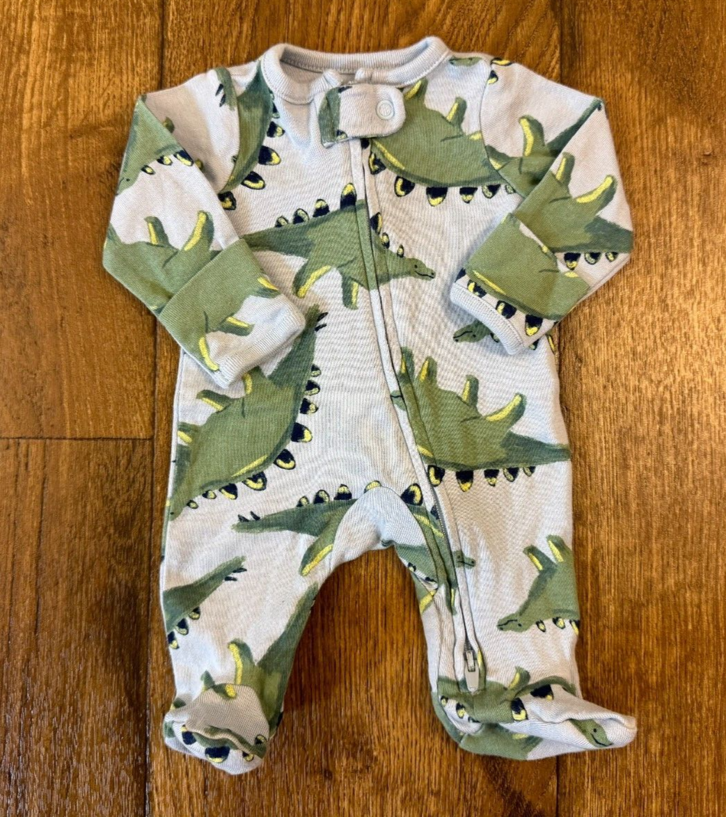Carters Preemie Baby Boy Sleeper Dinosaur Outfit Blue Green Cotton