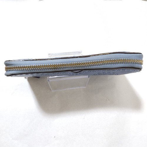 Auth Tory Burch periwinkle blue long wallet Purse round zipper leather #5851K - Picture 8 of 23
