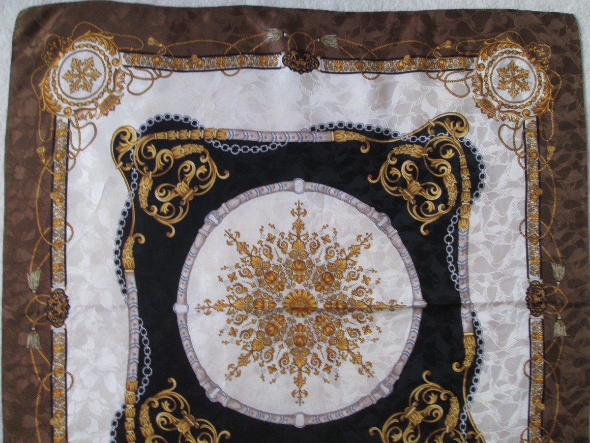 Foulard Renato Balestra Soie 100% 87x87 Cm - Vintage, Occasion, Noir