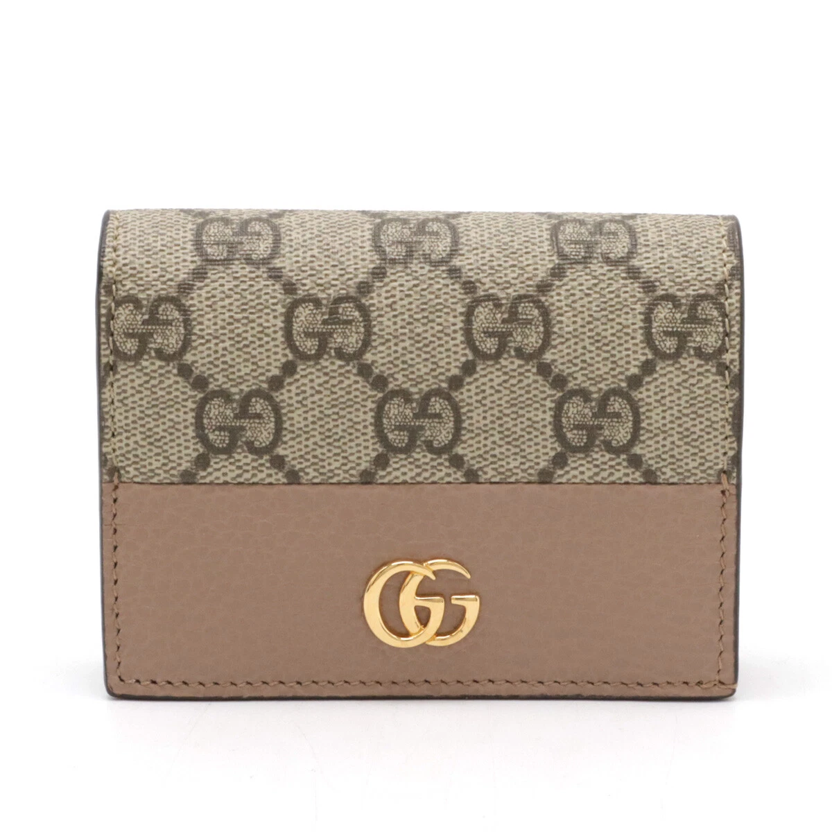Portefeuille porte cartes GUCCI Double G GG Supreme portefeuille double pli beige #12480478