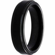 6mm Men's / Women Tungsten Black Step Edge brushed Center Wedding Band Ring