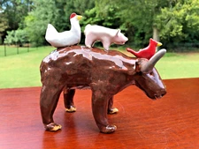 LYNN BAILEY SIGNED INDIGENOUS SOUTHERN PRIMITIVE FOLK ART POTTERY BULL #2