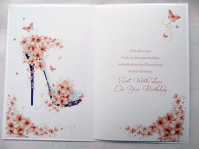 Second Ave Geburtstagskarte Für Meine Liebe Frau – Mit Blumen & Schmetterlingen, Inkl. Umschlag