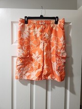 Old Navy Swim Trunks Orange Island Flowers XL 14-16 Boys