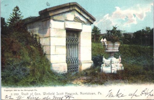 Carte postale Norristown PA - coffre-fort du général Winfield Scott Hancock - cachet de la poste 1906 - Photo 1/2