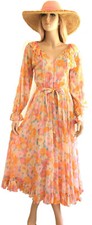 Long Floral dress SZ 2 sheer Full Sweep Vintage Country Core Love Shack Fancy