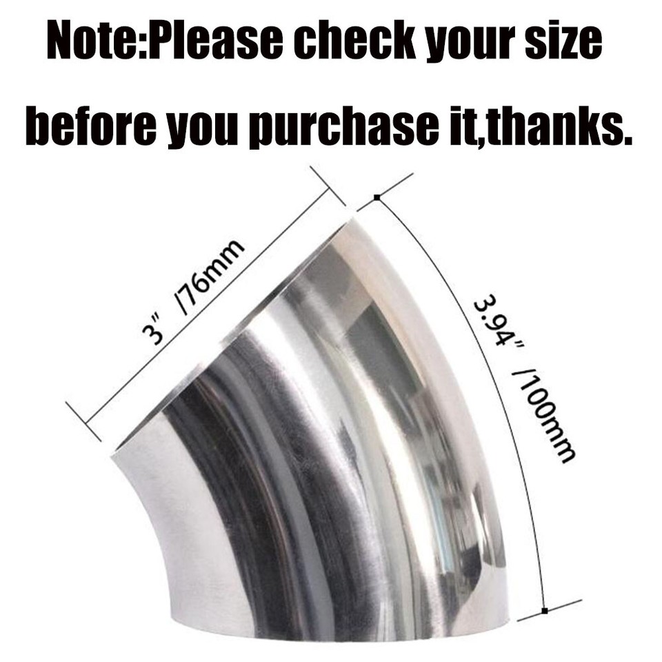 VIBRANT 13103 Stainless Steel Exhaust Pipe Bend 45 Degree - 3.5 In