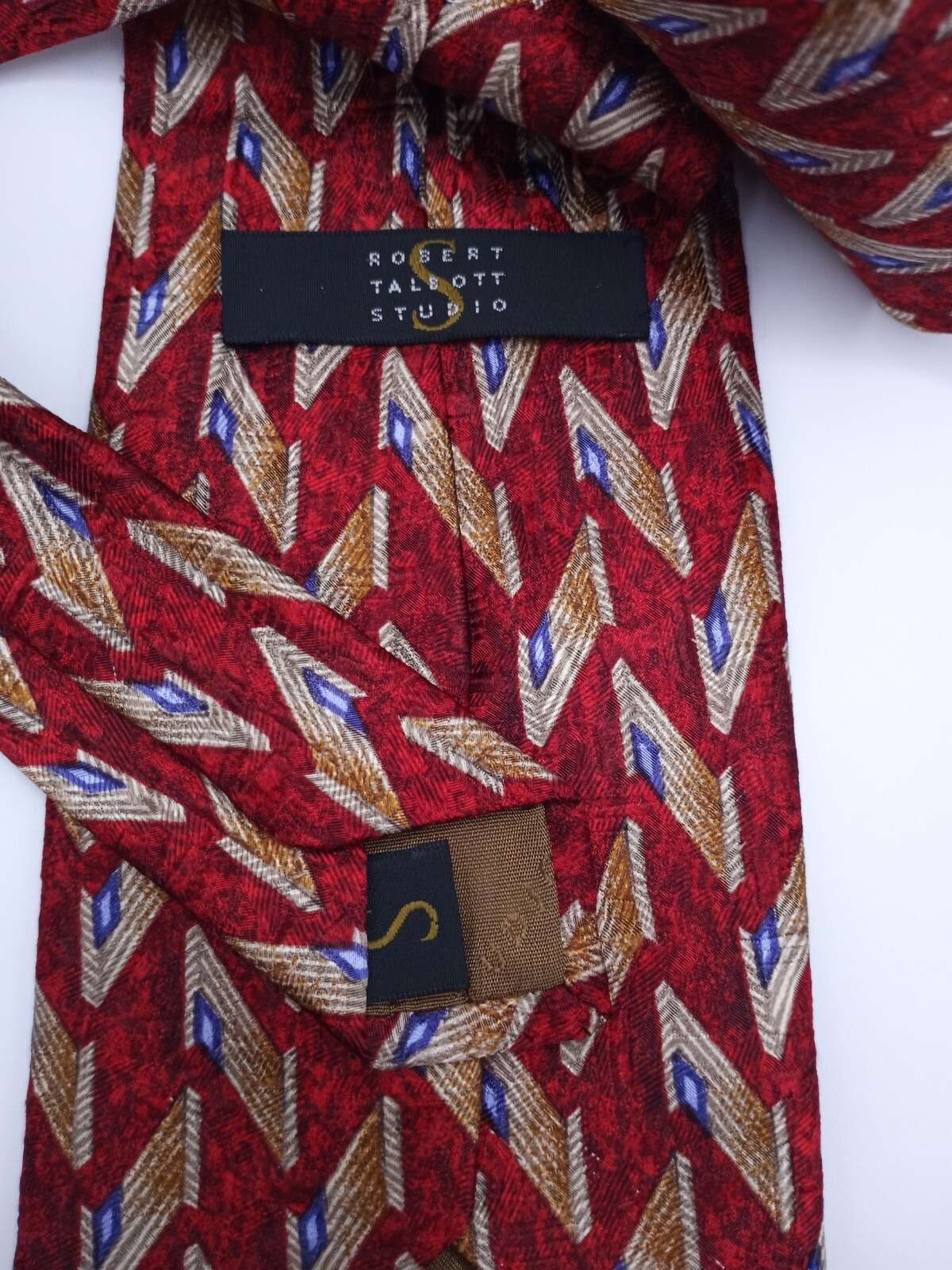 😃Robert Talbott Studio Red Gold Blue Geometric M… - image 3