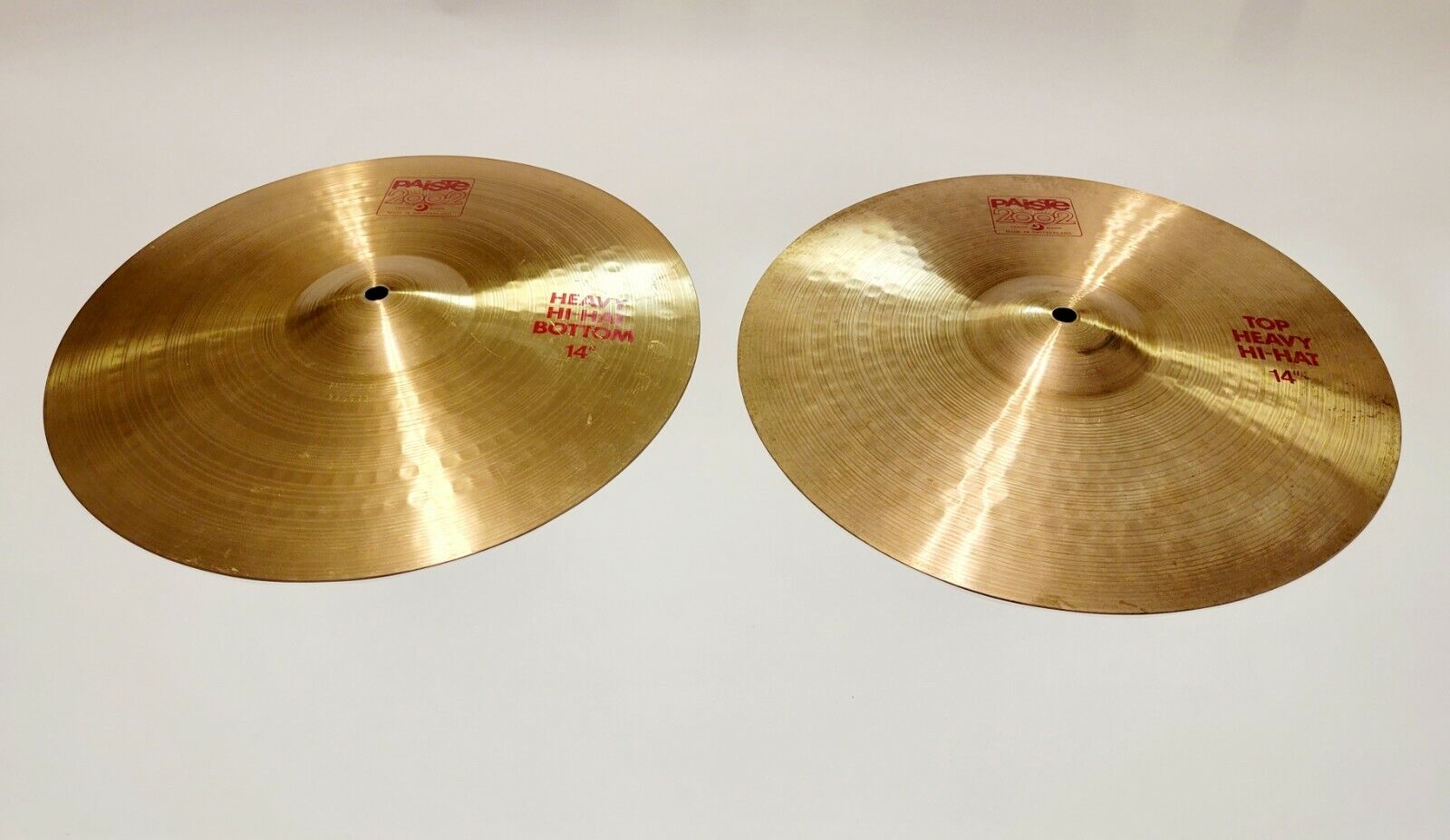 PAIR of TWO Genuine Paiste Red Label 2002 Heavy 14