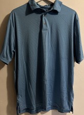 Ben Hogan Polo Shirt Mens Sz L Blue Striped Short Sleeve Performance Golf Silky