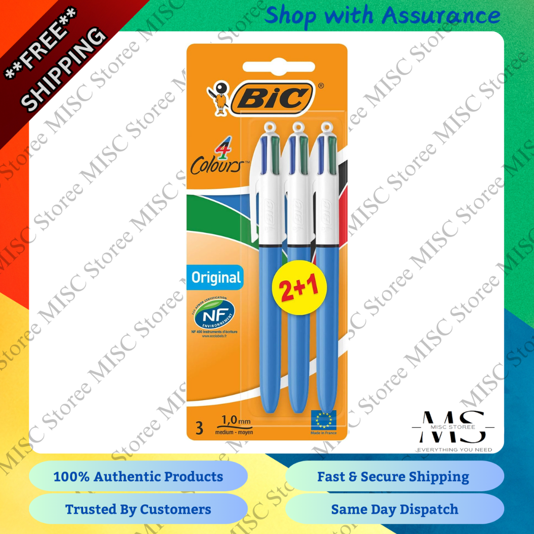 Bic 4 Colour Original Pens 3 Pack - Blue/Red/Green Back to School - Image 3