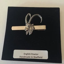 A51 Ibex Head   English Pewter emblem on a Tie Clip (slide)