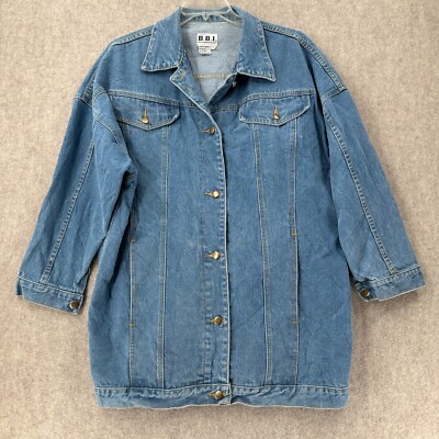 Vintage BBI Denim Trucker Jacket LARGE OVERSIZED Retro Barn Chore Dolman Batwing