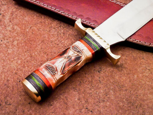 16" UNIQUE CUSTOM HANDMADE D2 STEEL BLADE BOWIE HUNTING KNIFE - SHEATH - WD-8851 - Picture 7 of 12