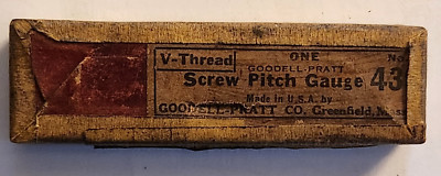 Vtg. 20 BladeThread Screw Pitch Gauge , SAE Goddell Pratt Co. No. 436 Stainless 