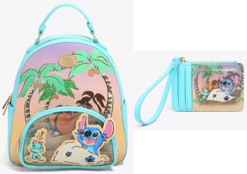 NWT Our Universe Lilo & Stitch Scrump Beach Sand Mini Backpack & Cardholder - Picture 1 of 10