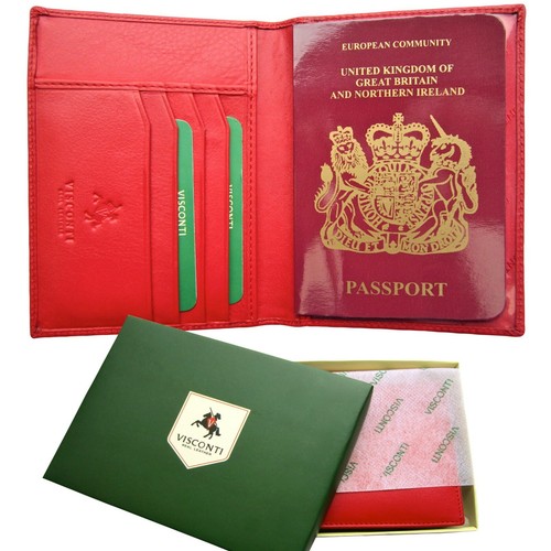 Portapasaporte Cuero Cubierta Tarjetas Identificación Viaje Calidad VISCONTI Nuevo en Caja 2201 - Imagen 9 de 10