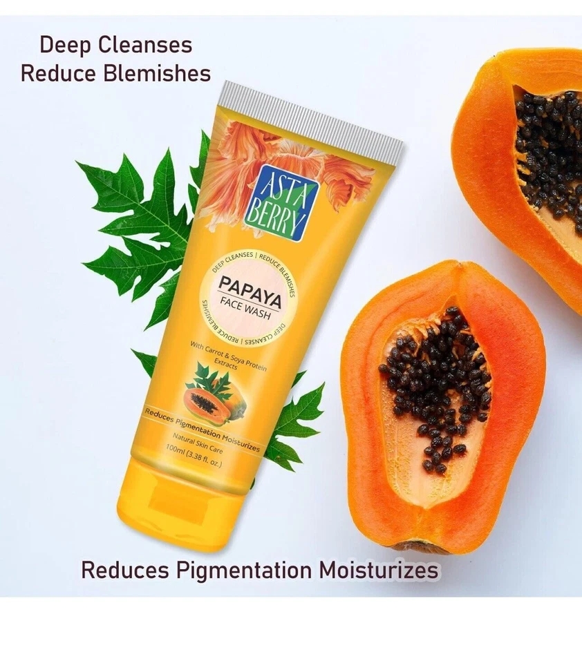 ASTABERRY Papaya Face Wash, 100ml (Pack Of 2) - image 2 of 2