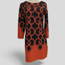 Aryeh Dress geometric Black Orange Sweater knit dress size S