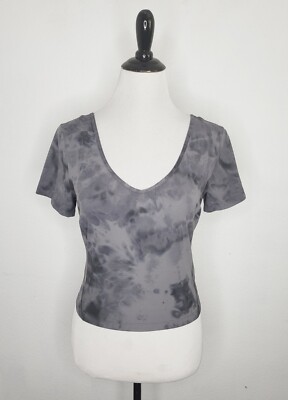 LULULEMON Align Tee Women Size 8 Scoop Neck Diamond Dye Pitch Gray Graphite NWT